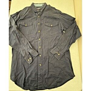 Vintage WILLIAMS BAY Blue Flannel Long Sleeve Button Up Shirt Jean Collar Sz LT